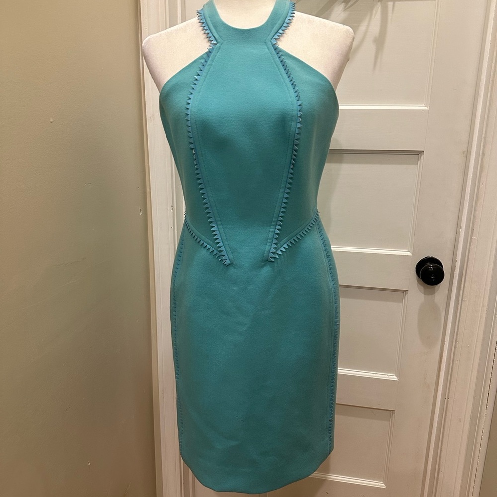 Vintage Gianni Versace Fall/Winter 2002 Collection Halterneck Sheath Dress Blue